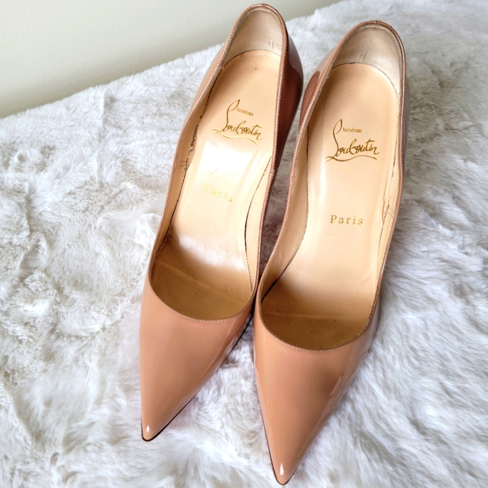 Christian Louboutin Sokate Nude Leather Pumps